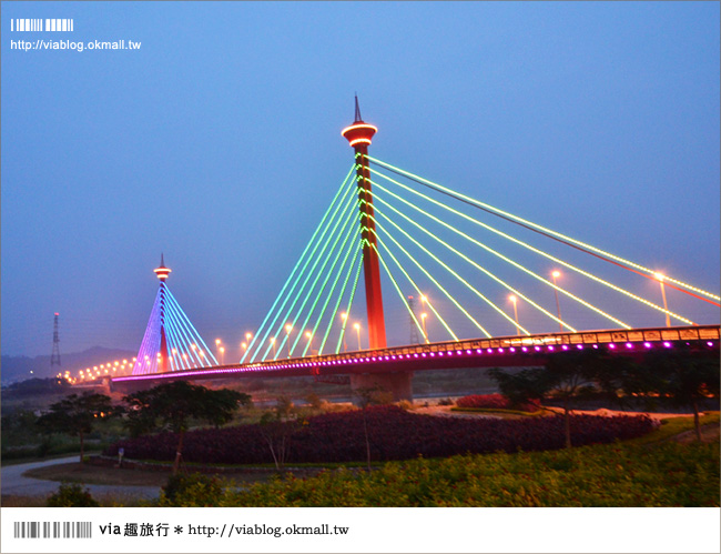 苗栗夜景》新東大橋～苗栗的美麗夜景！彩虹般繽紛的斜張橋！