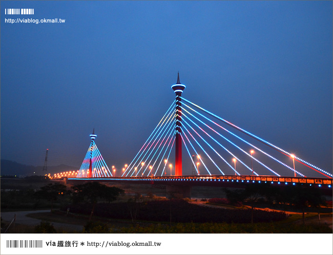 苗栗夜景》新東大橋～苗栗的美麗夜景！彩虹般繽紛的斜張橋！