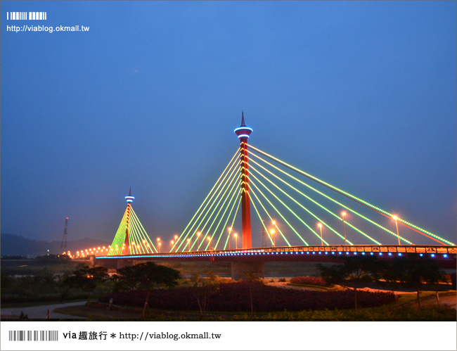 苗栗夜景》新東大橋～苗栗的美麗夜景！彩虹般繽紛的斜張橋！