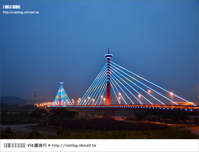 苗栗夜景》新東大橋～苗栗的美麗夜景！彩虹般繽紛的斜張橋！