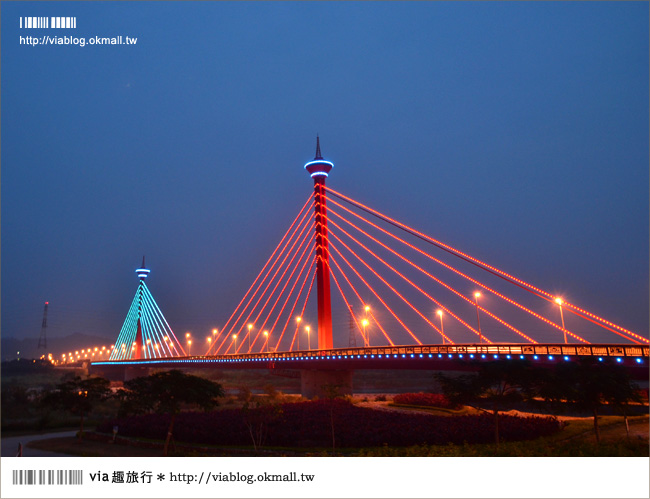 苗栗夜景》新東大橋～苗栗的美麗夜景！彩虹般繽紛的斜張橋！