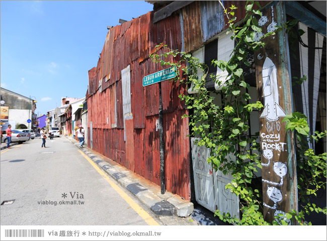 檳城旅遊》檳城一日遊～古城街頭藝術／老街巷裡的趣味立體彩繪及鐵線畫藝術