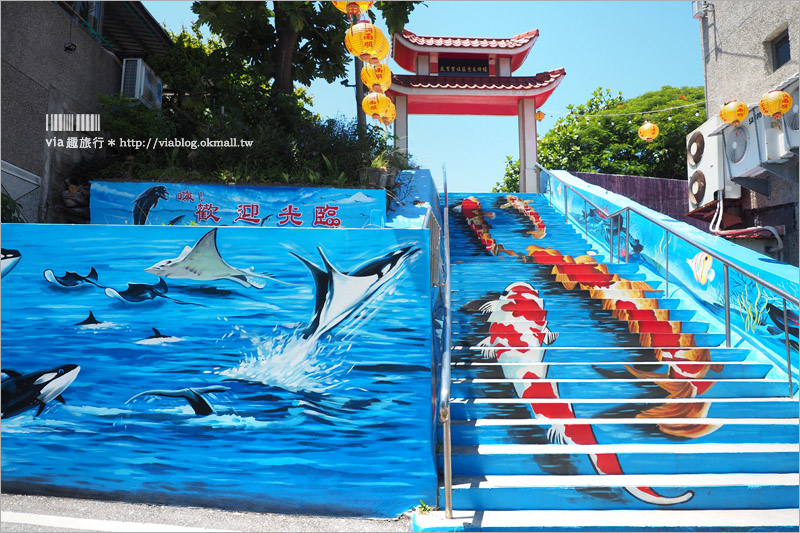 花蓮景點》福天宮彩繪階梯～力爭上遊階梯好吸睛＋北濱公園的無敵海景～