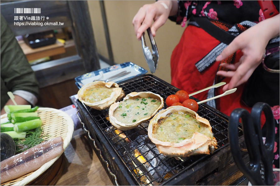 大阪餐廳》心齋橋美食～磯丸水產居酒屋‧海鮮套餐喔依系！新鮮生猛的鮑魚、扇貝好好吃！