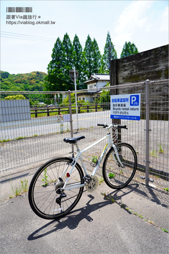 九州大分中津旅遊》耶馬溪自行車一日遊～日本新三景之旅！競秀峰、青之洞門、平田宿驛、平田郵便局、耶馬溪橋、中津城～跟著我一天玩透透！